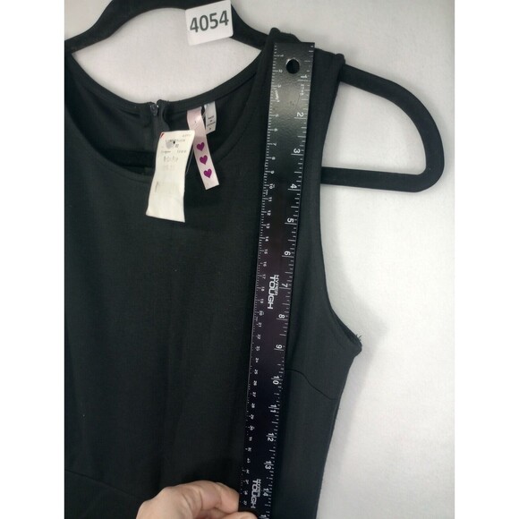 NWT Three Pink Hearts Dress Black Zipper Mini Size S Faux Wrap Front Stretch - Picture 9 of 14